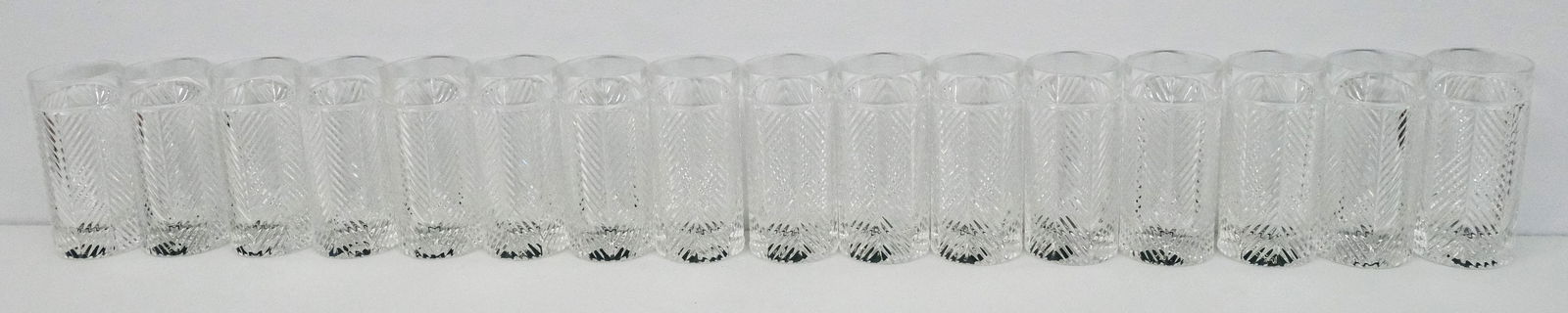 Set 16 Ralph Lauren "Herringbone" Highball Glasses: Marked as shown. 6 1/4" tall.