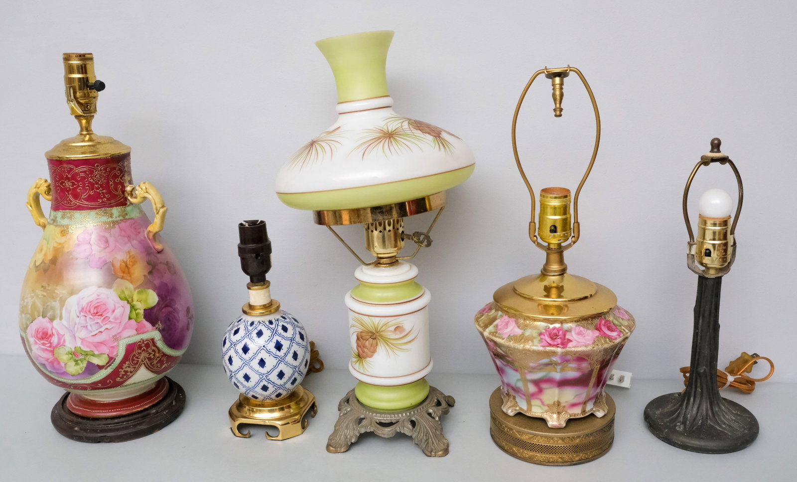 Box Lot of Lamps: Including a Nippon porcelain example.