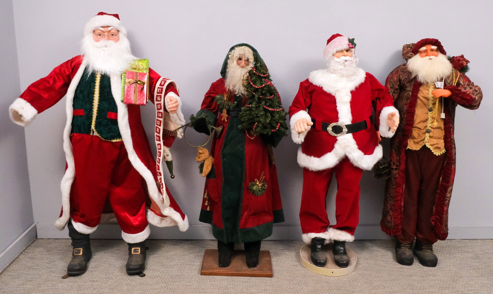Lot of Huge Vintage Santas: Assortment of the man of merriment. Tallest 64".