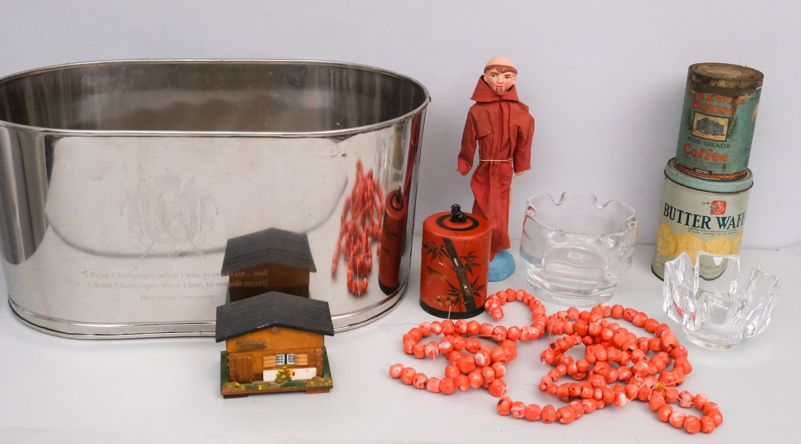 Lot of Various Containers & Flashing Monk: Fun lot, see images.