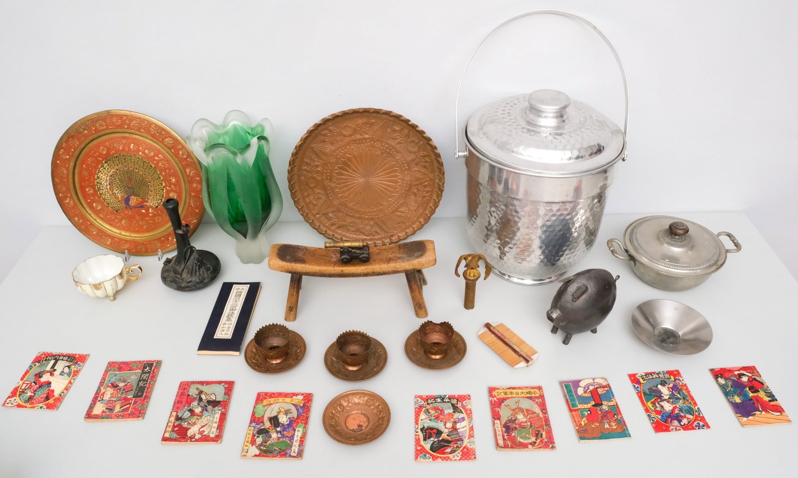 Box Lot of Antiques and Decorative Objects: Comprising glass, wood, etc.