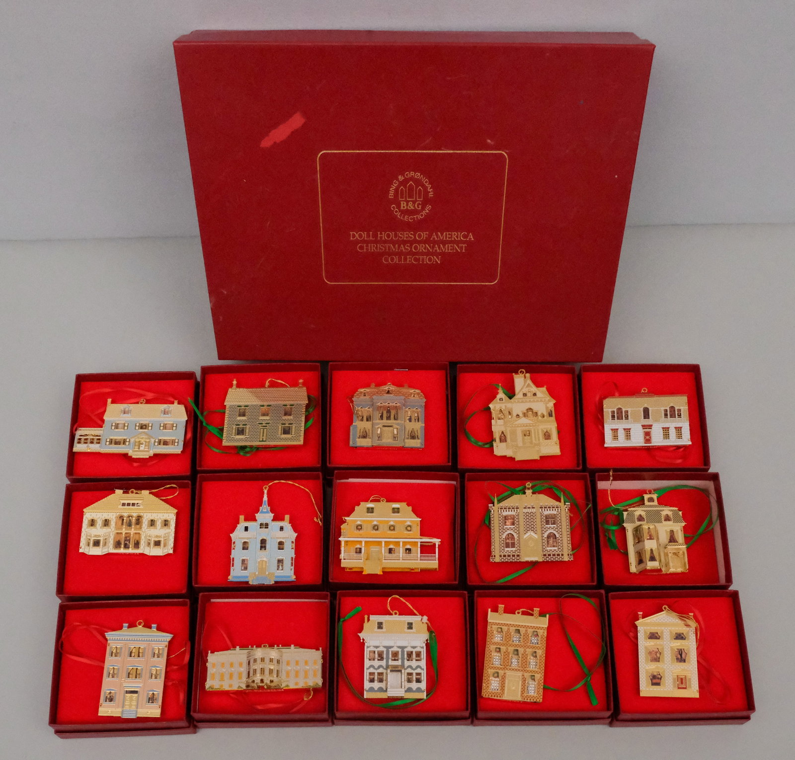 Bing & Grondahl Doll House Collection Ornaments: Fifteen ornaments with original boxes and packaging.