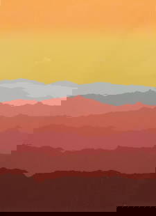 Arthur Secunda, "Hot Ridges": Arthur Secunda (American, 1927-2022), screenprint on paper depicting a gradient of silhouetted ridges, signed in pencil l.r., 22" x 16" sheet size, 29" x 22 3/4" framed.
