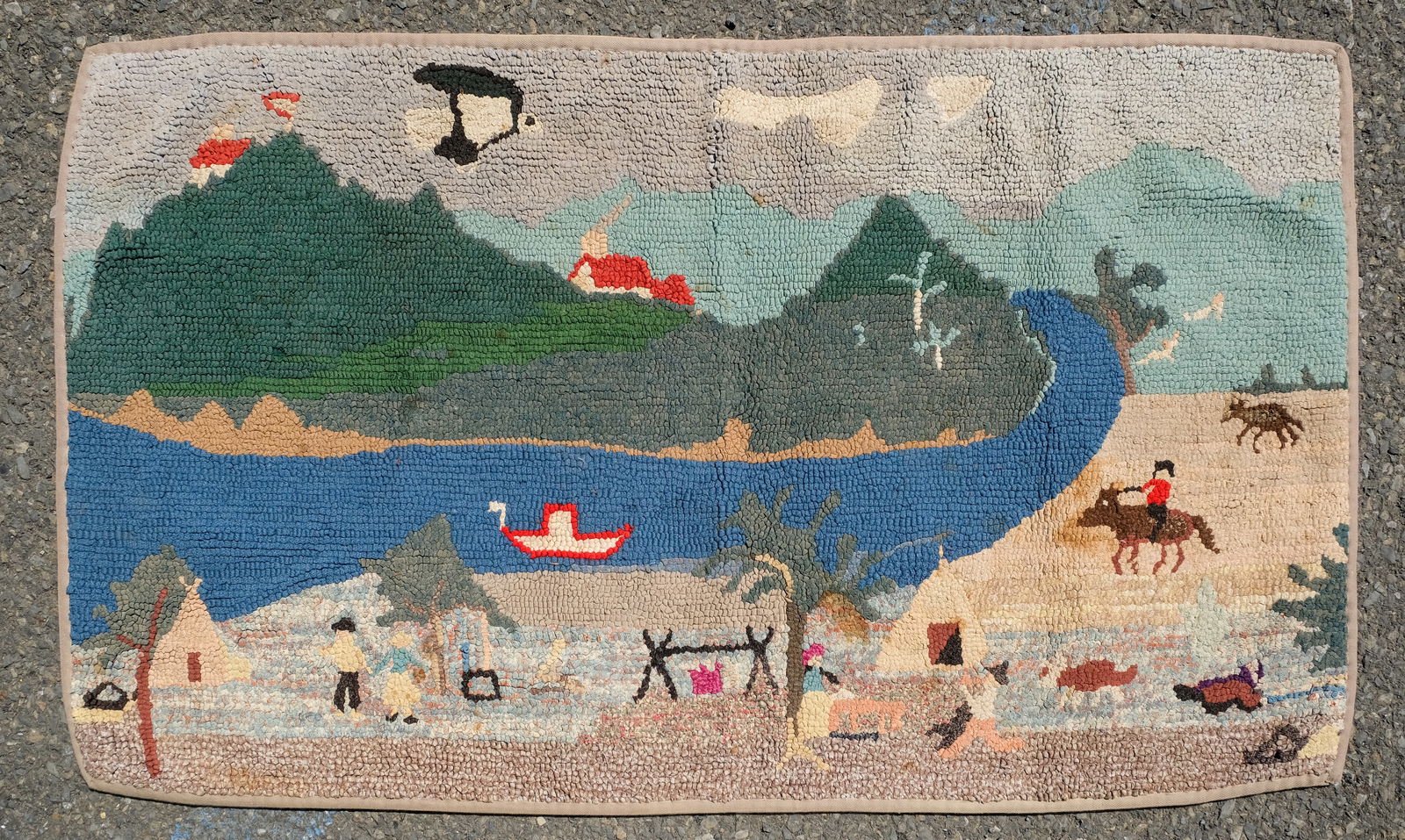 Vintage Hooked Rug 27" X 47" (1 of 6)