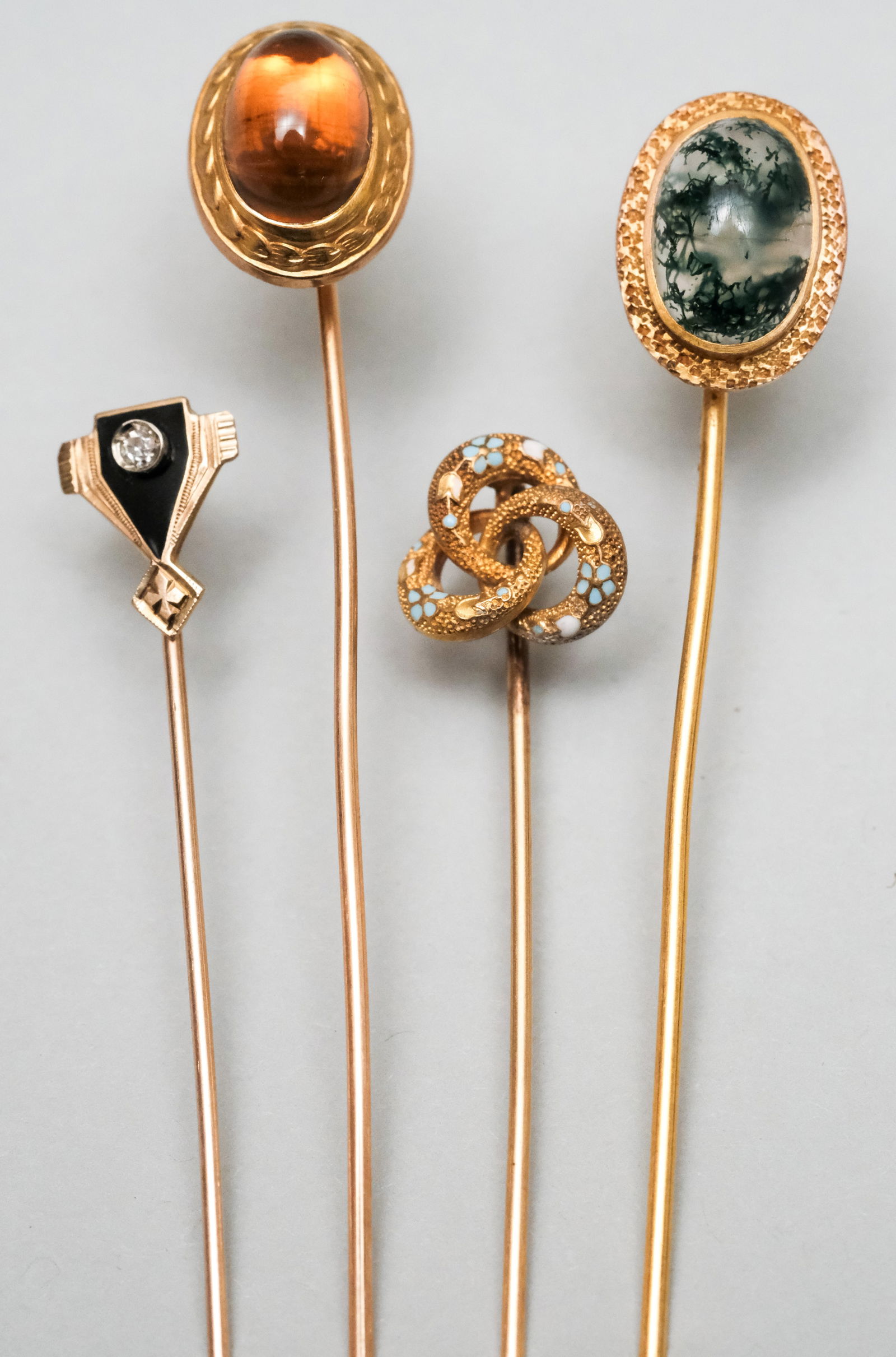 4 Antique 10K & 14K Gold Stickpins (1 of 11)