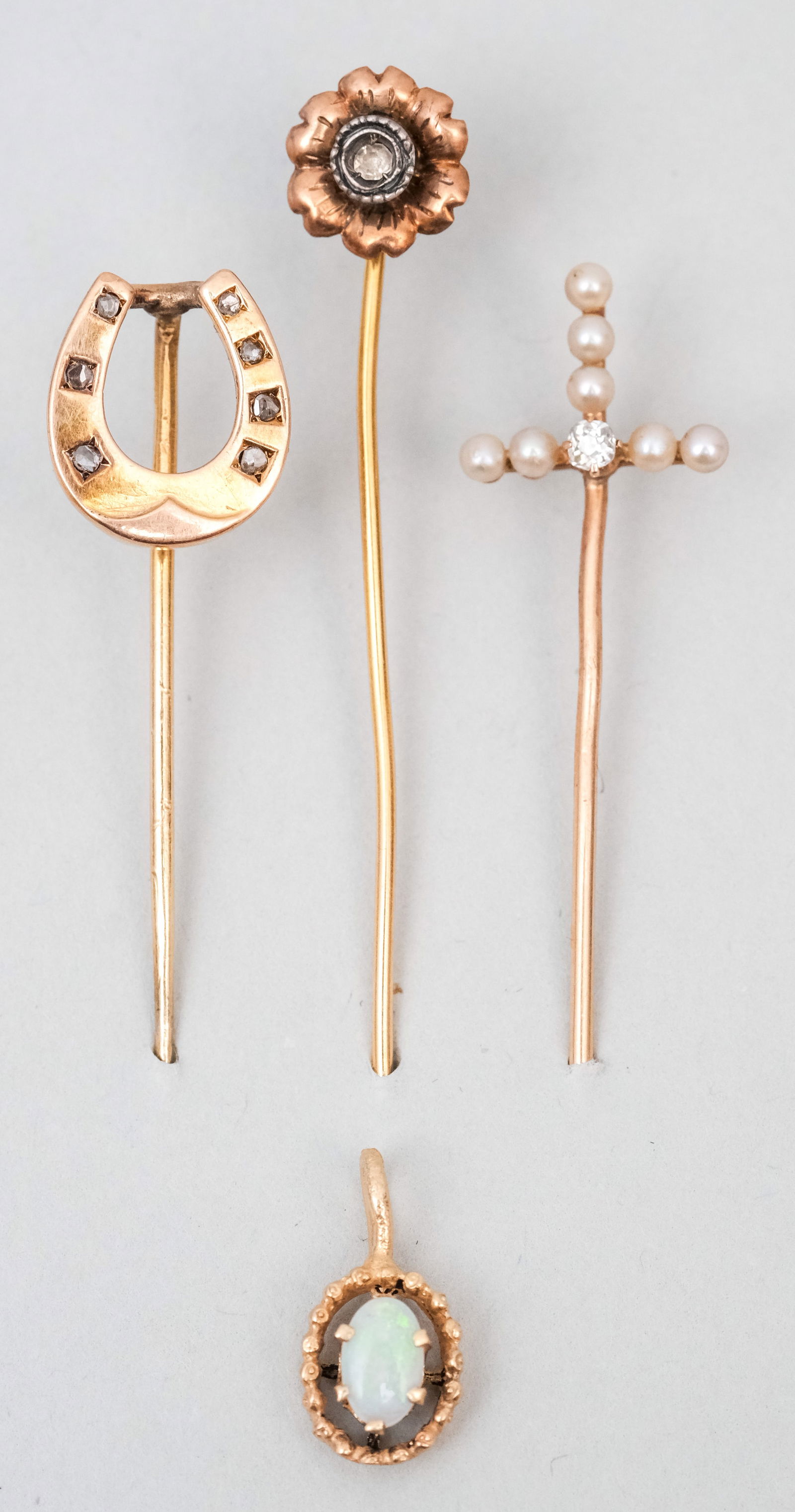 3 Antique 14K Gold Stickpins & A Pendant (1 of 8)