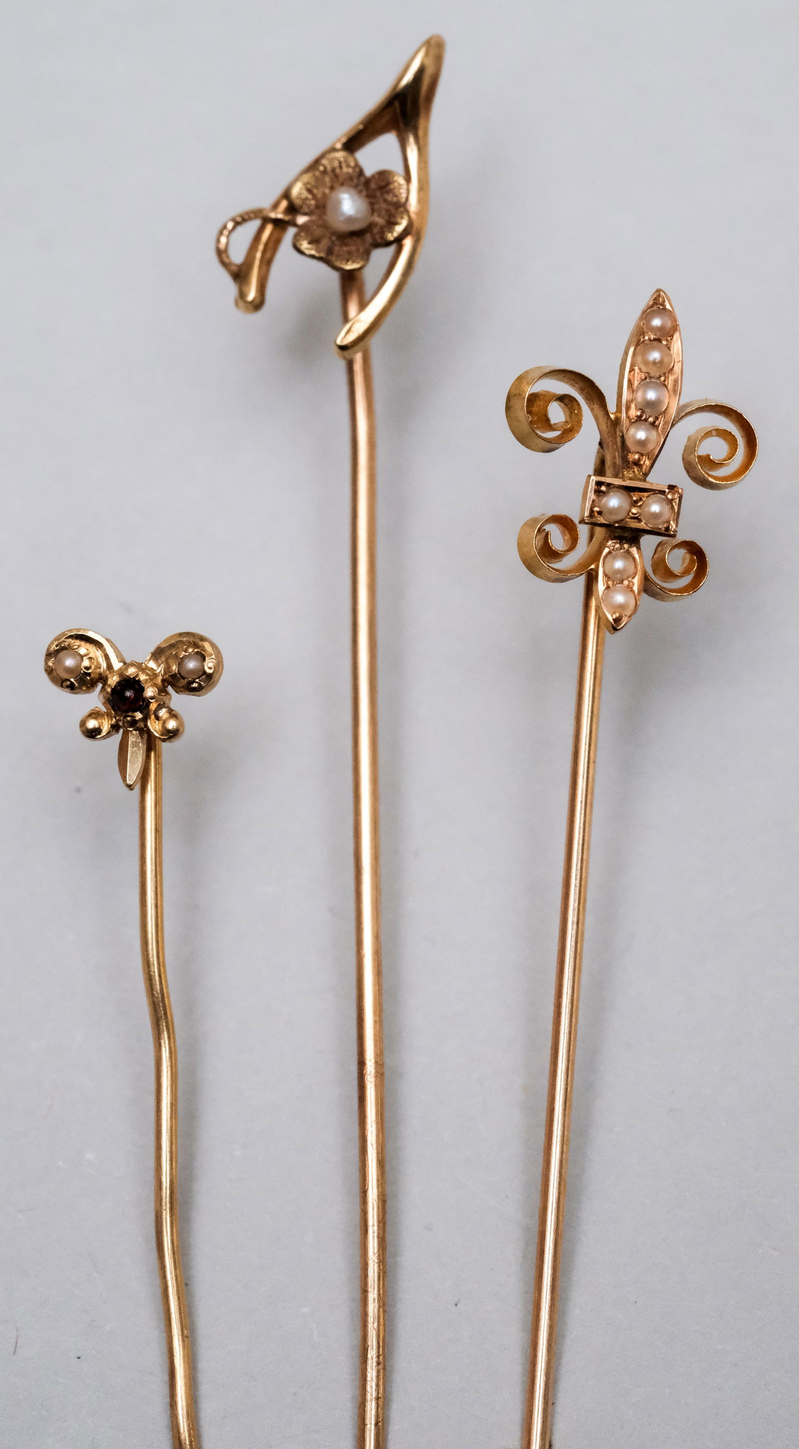 3 Antique 14K Gold & Pearl Stickpins (1 of 8)