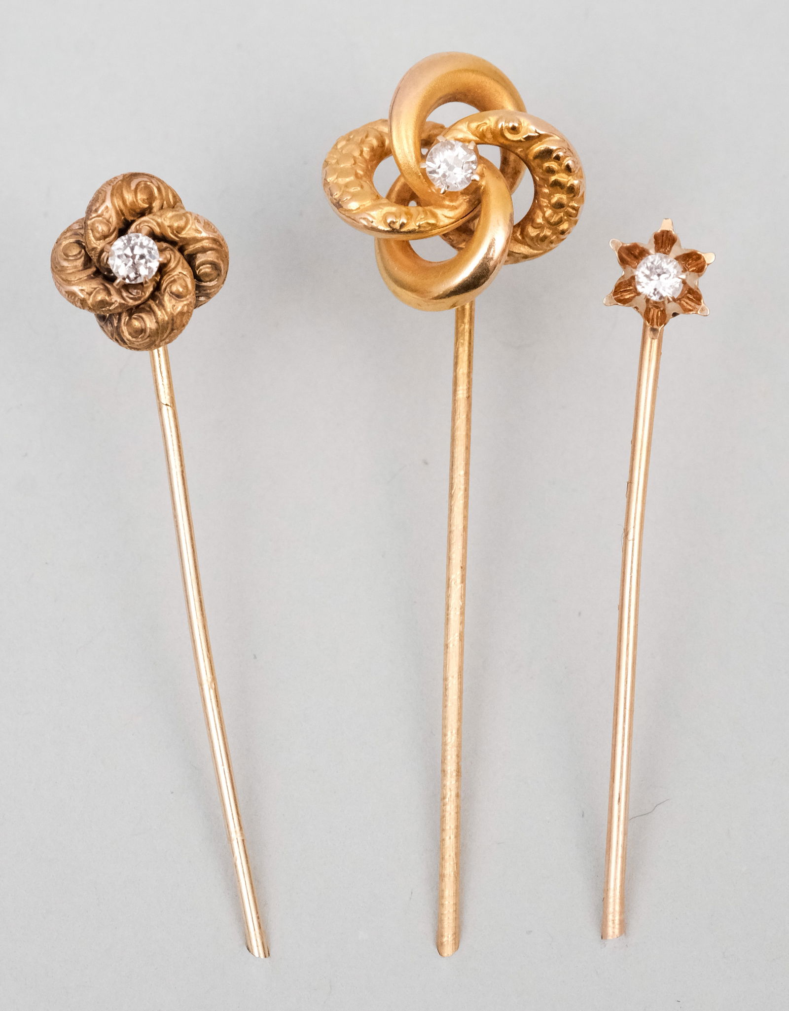 Three Antique 14K Gold & Diamond Stickpins (1 of 7)
