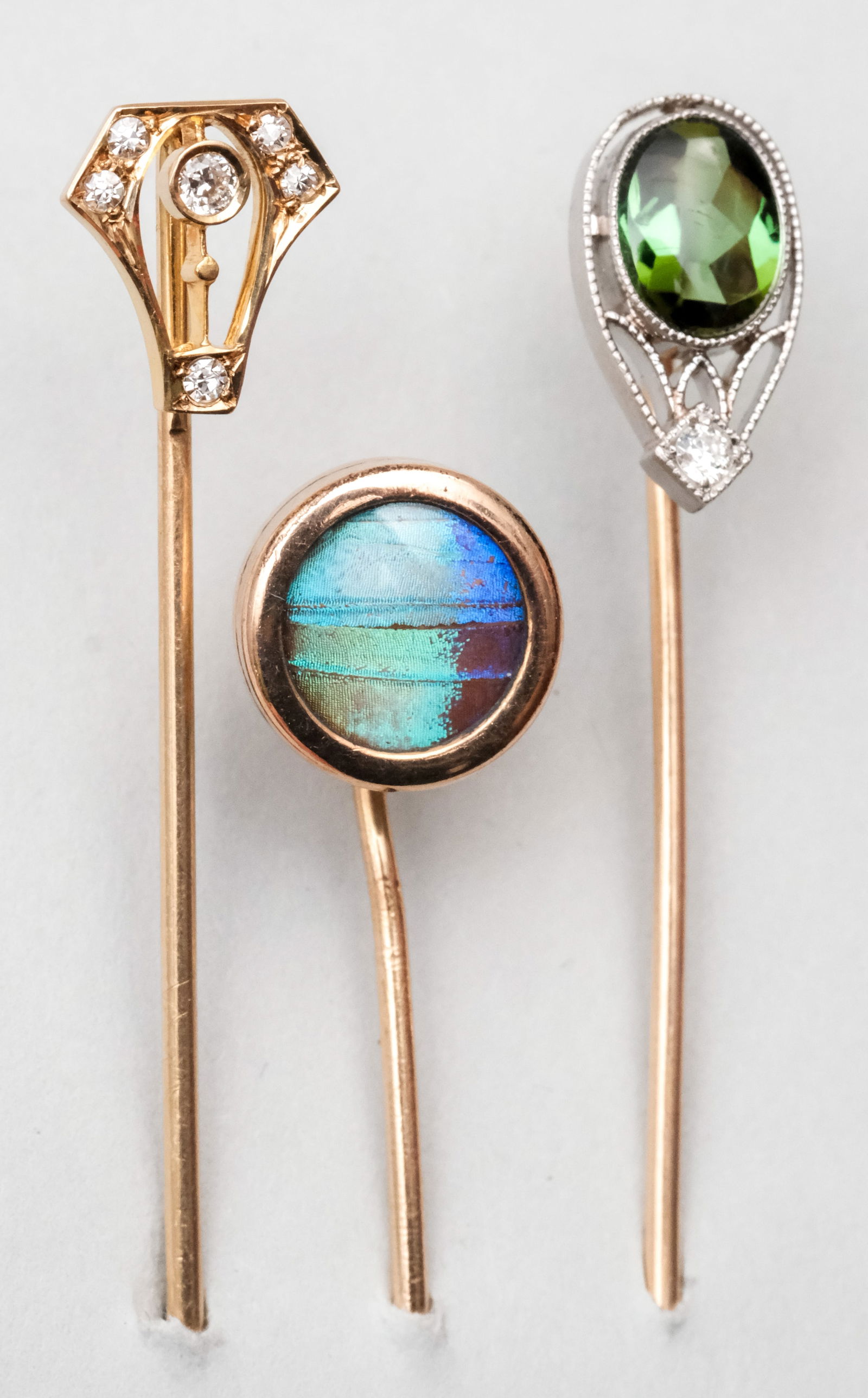 3 Antique Platinum & 14K Gold Stickpins (1 of 9)