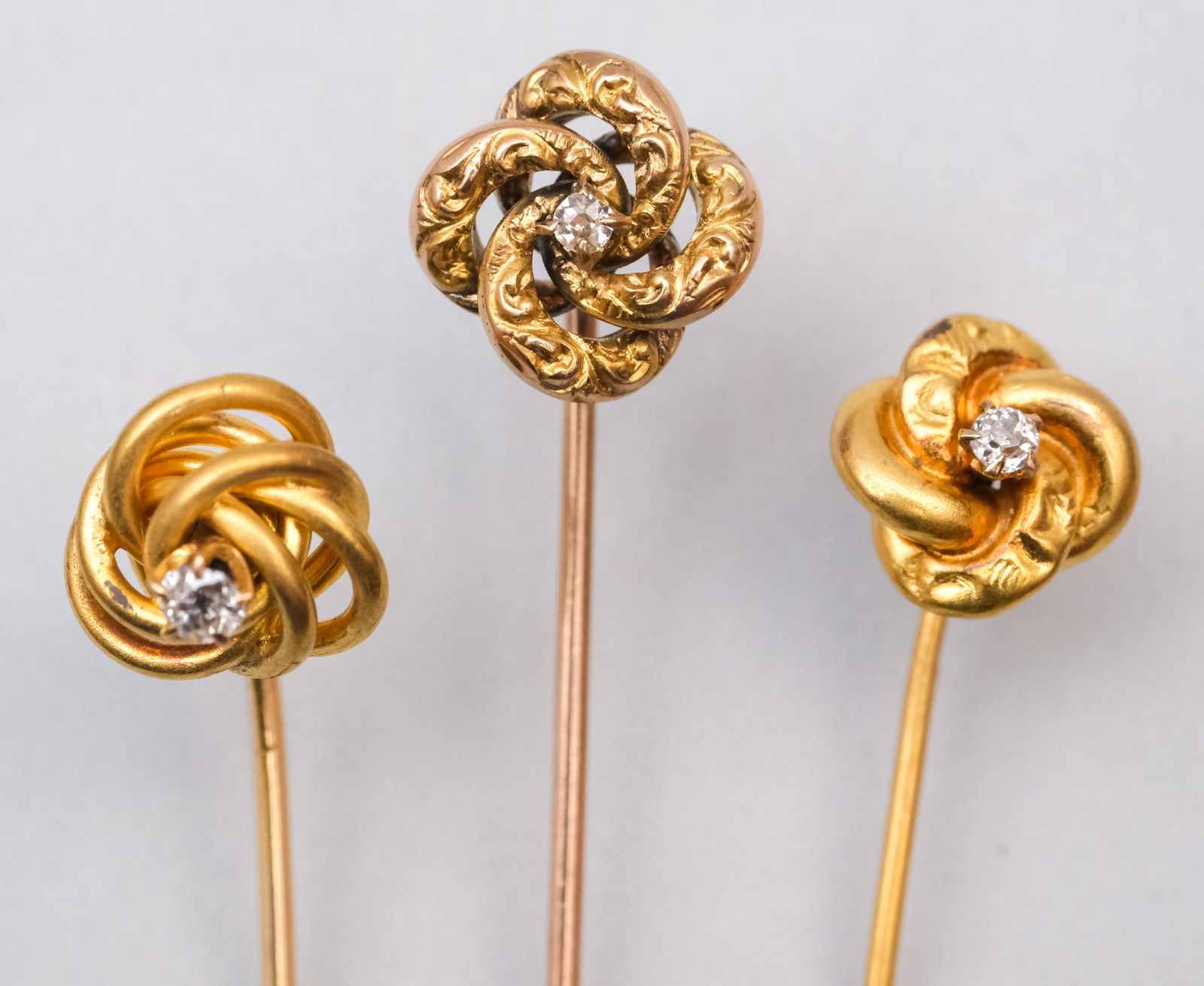 Three Antique 10K & 14K Gold & Diamond Stickpins (1 of 8)