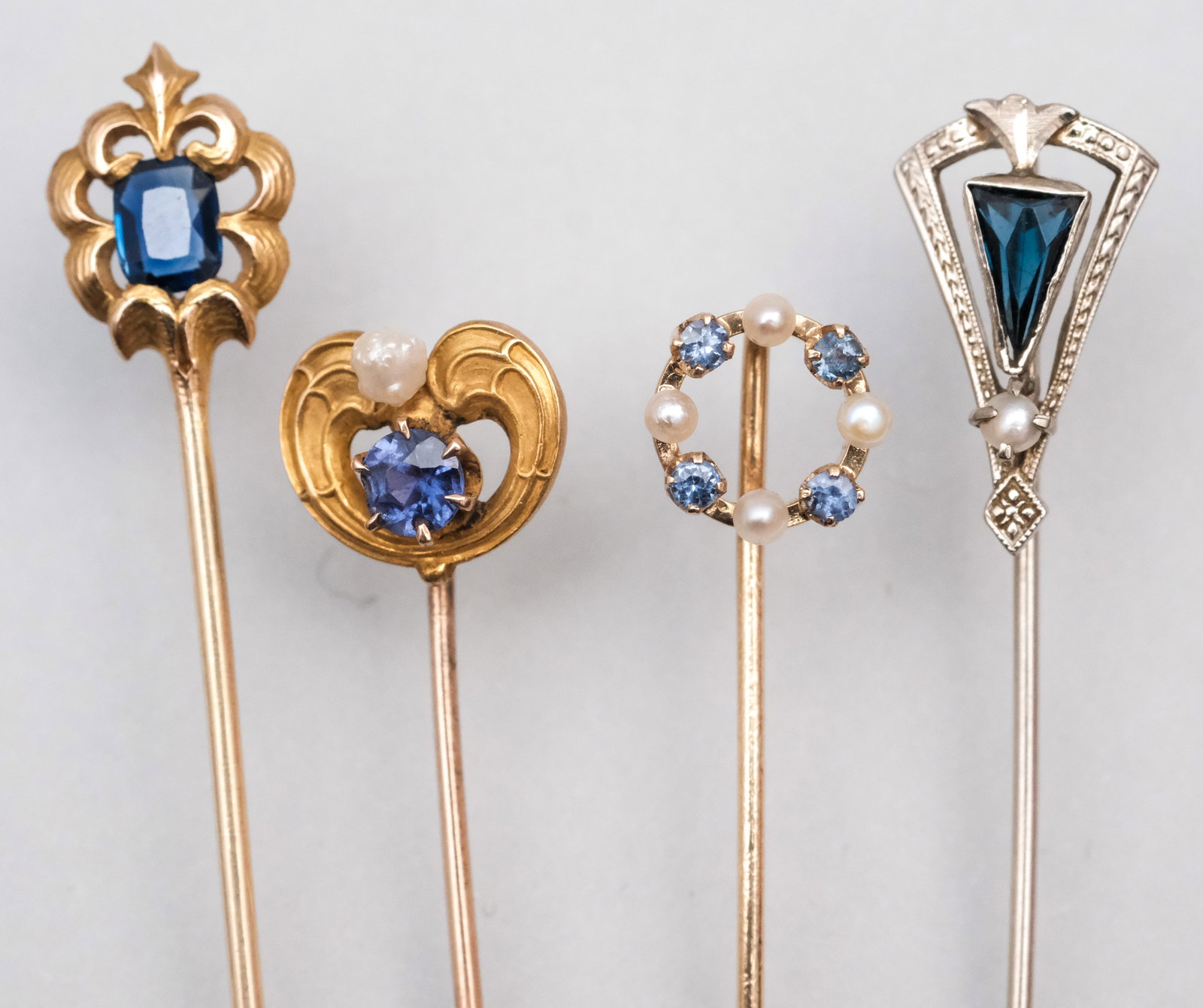 4 Antique 10K & 14K Gold Stickpins (1 of 10)