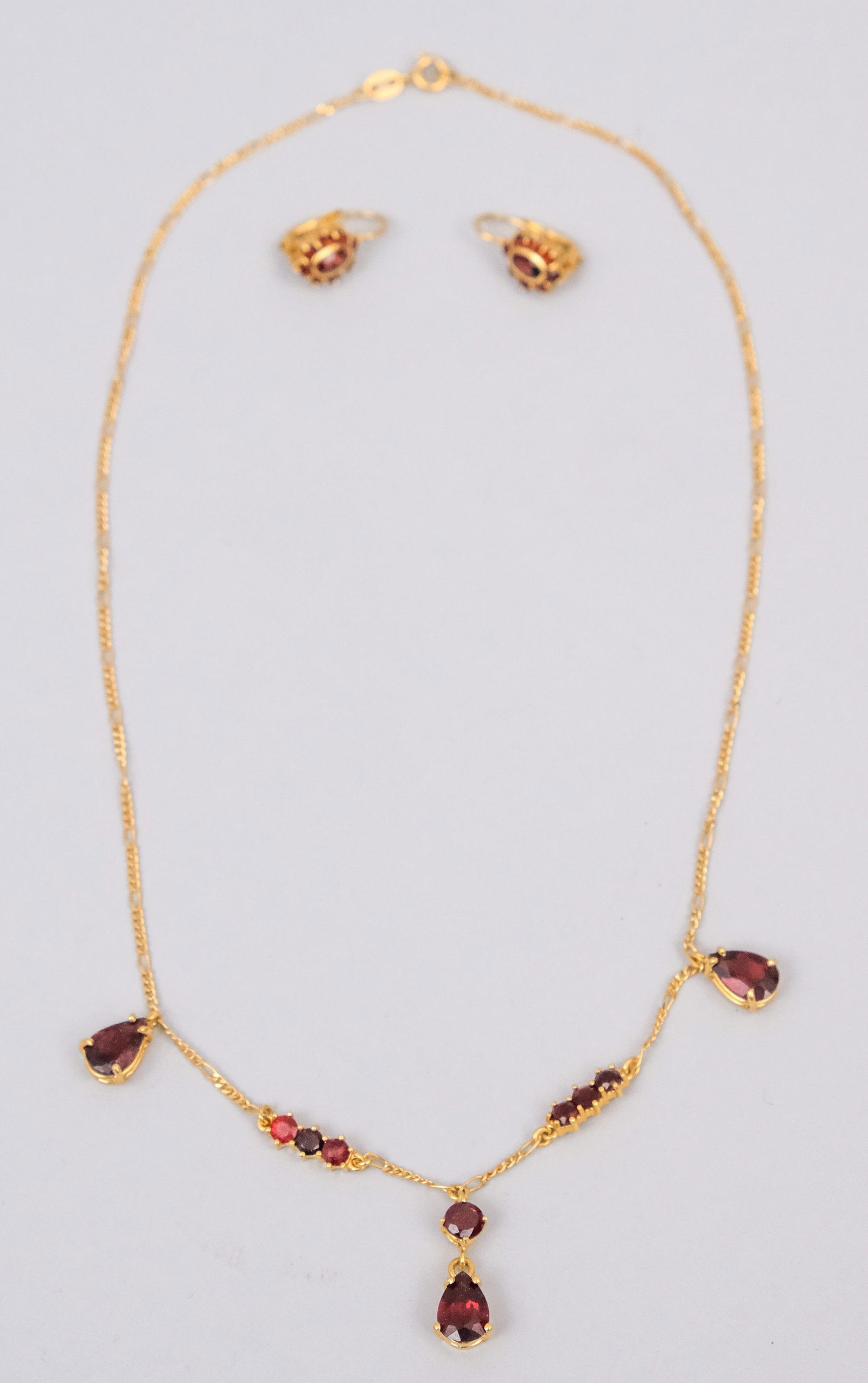 18K Gold & Garnet Necklace & Earrings (1 of 10)