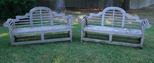 Pair of Teak Garden Benches