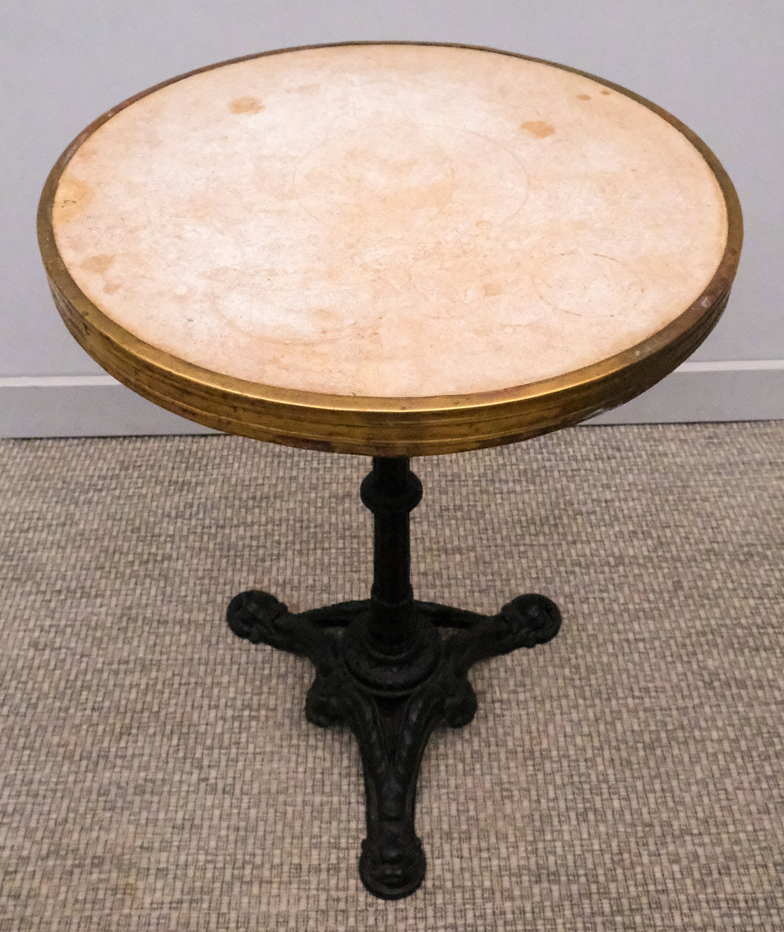 French Round Stone-Top Cafe Table with Iron Base (1 of 5)