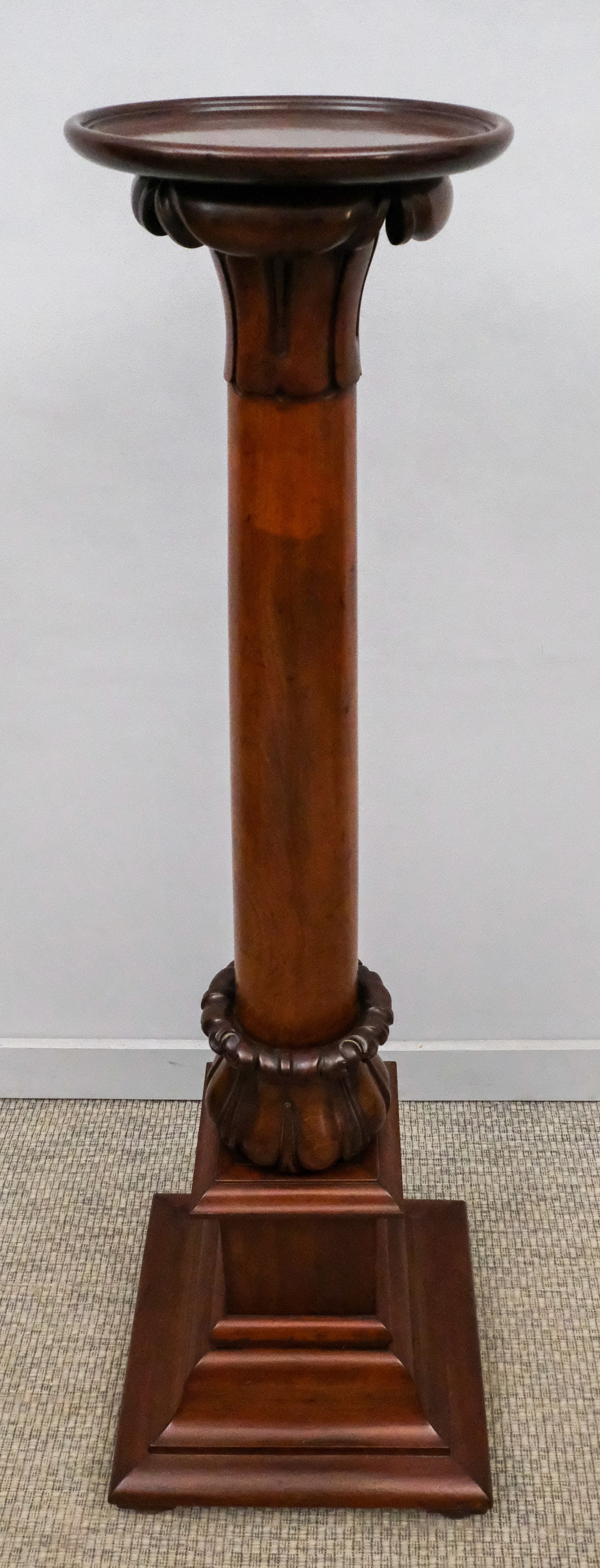 Carved Mahogany Column Form Pedestal (1 of 9)