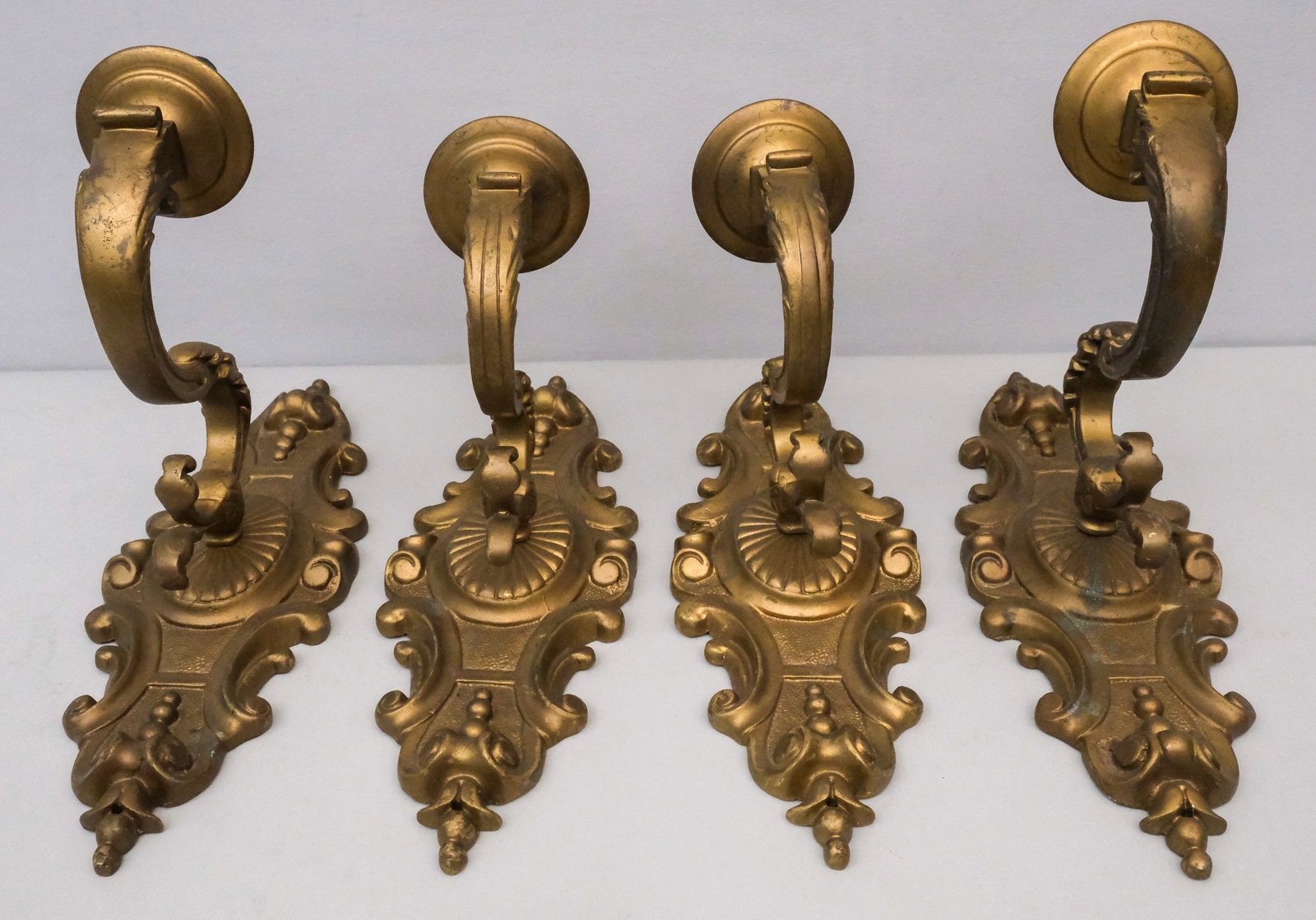 Four Antique Rococo Gilt Metal Wall Sconce Lights (1 of 5)