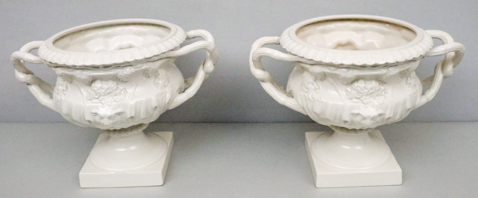 Antique Pair Creamware Neoclassical Urns (1 of 7)