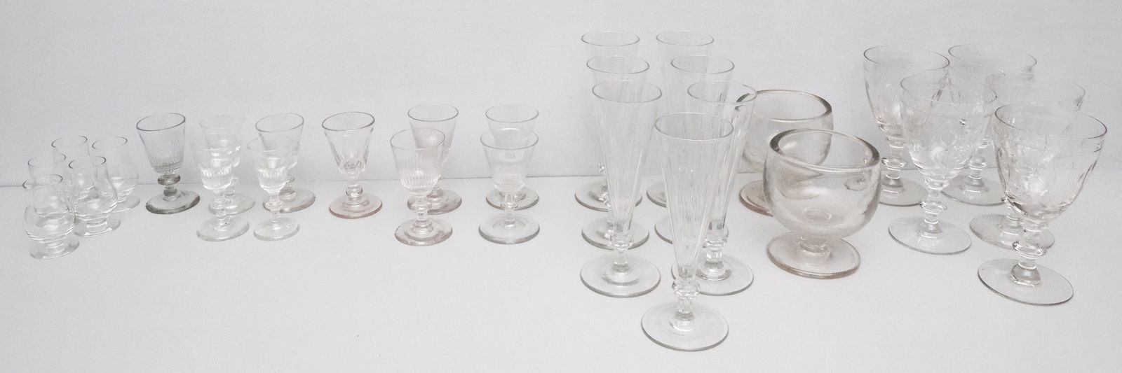 Lot of Antique Crystal Stemware: Various forms and patterns. See images.