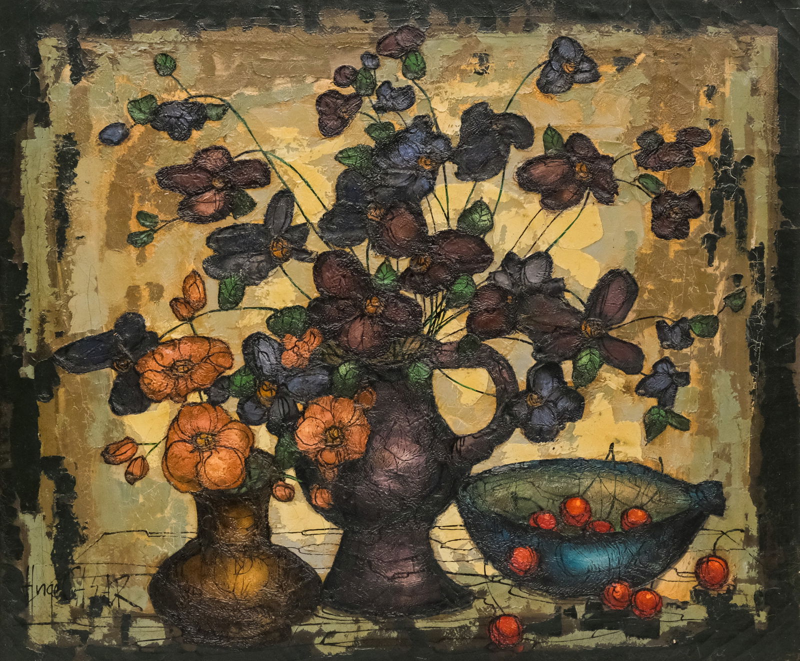 Hugo Casar, Still Life with Flowers & Cherries (1 of 5)
