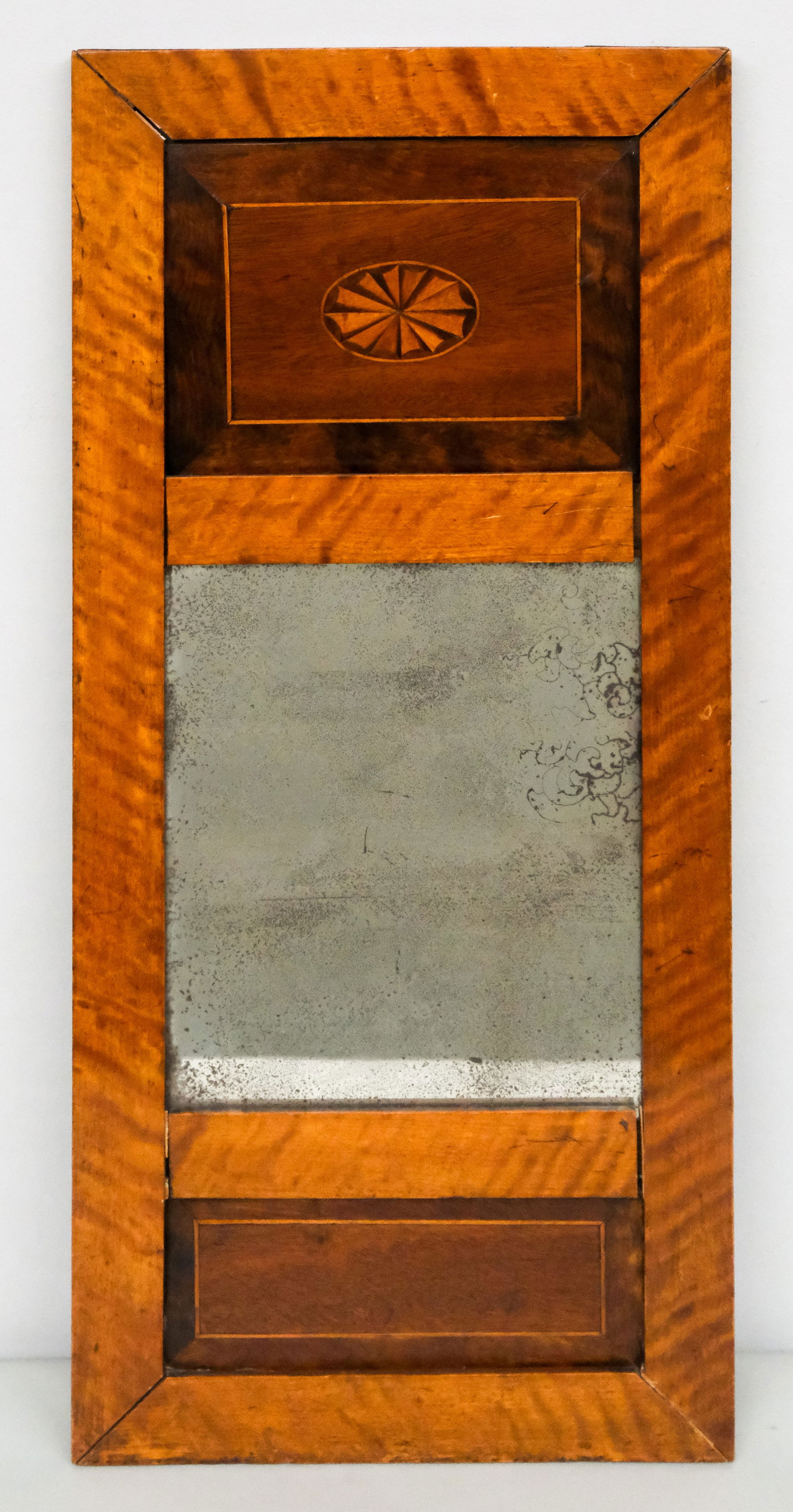 Antique Biedermeier Inlay Panel Mirror (1 of 5)