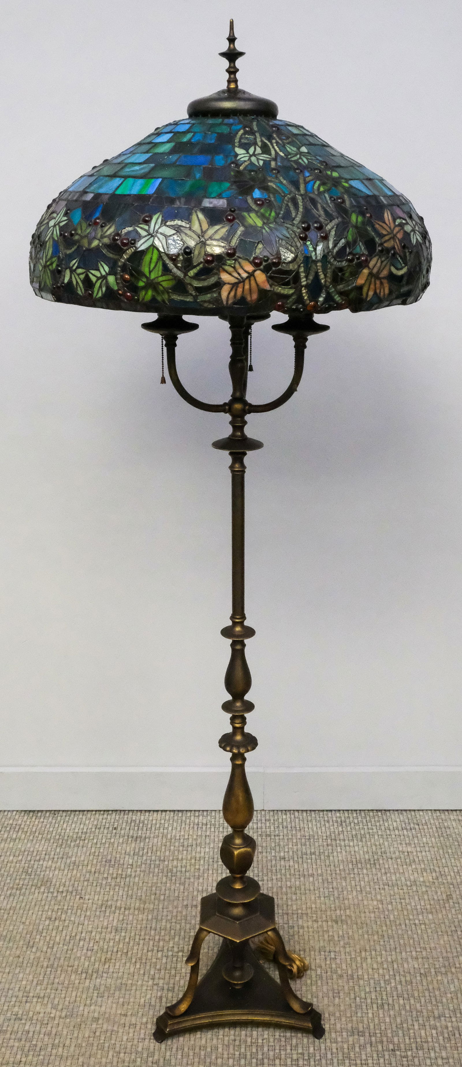 Neoclassical Floor Lamp with Slag Glass Shade (1 of 15)