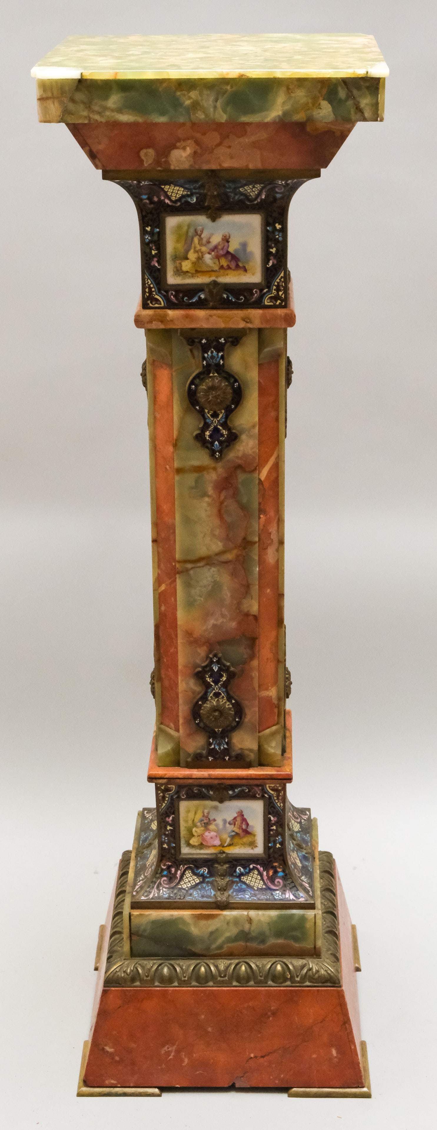 French Champleve, Green Onyx and Marble Pedestal (1 of 12)