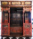 Immense Chinese Red Lacquer Opium Bed