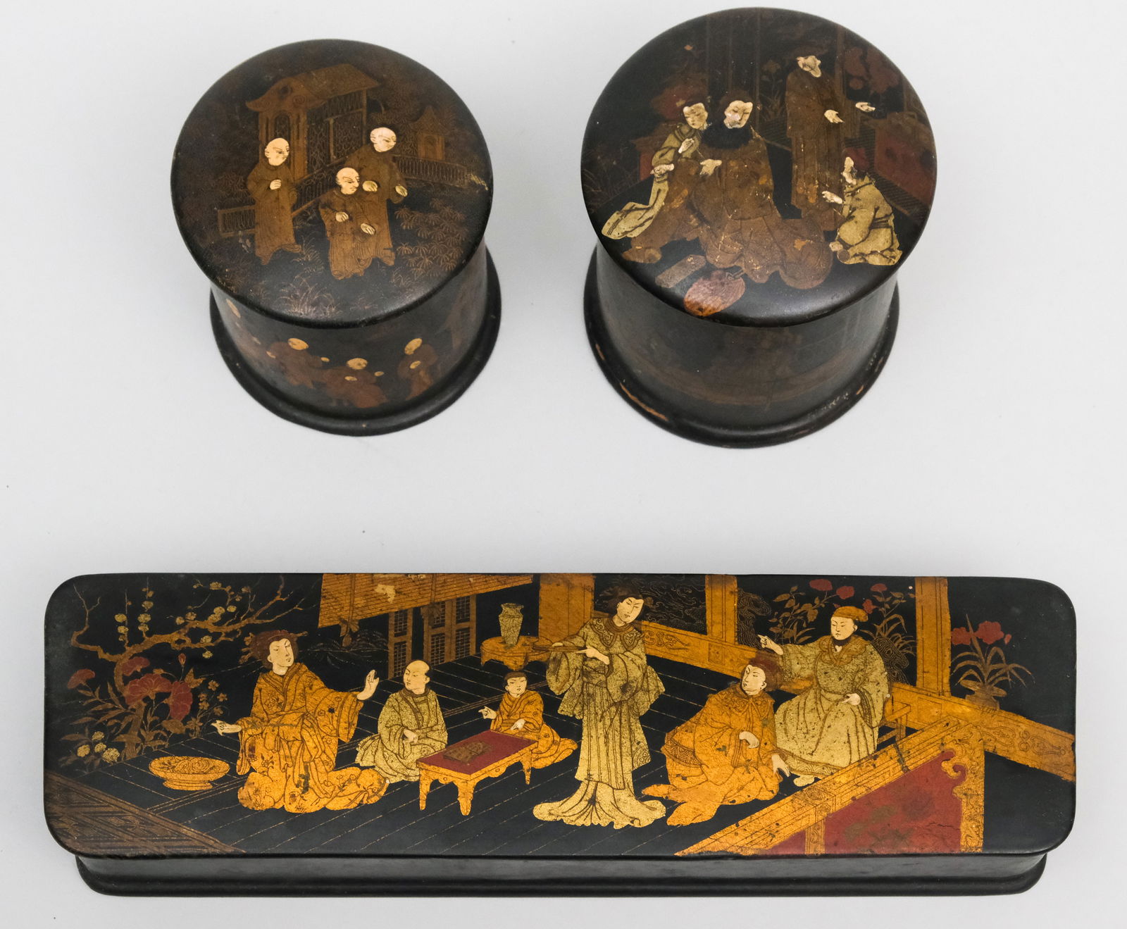 Three Antique Asian Lacquerware Boxes (1 of 12)