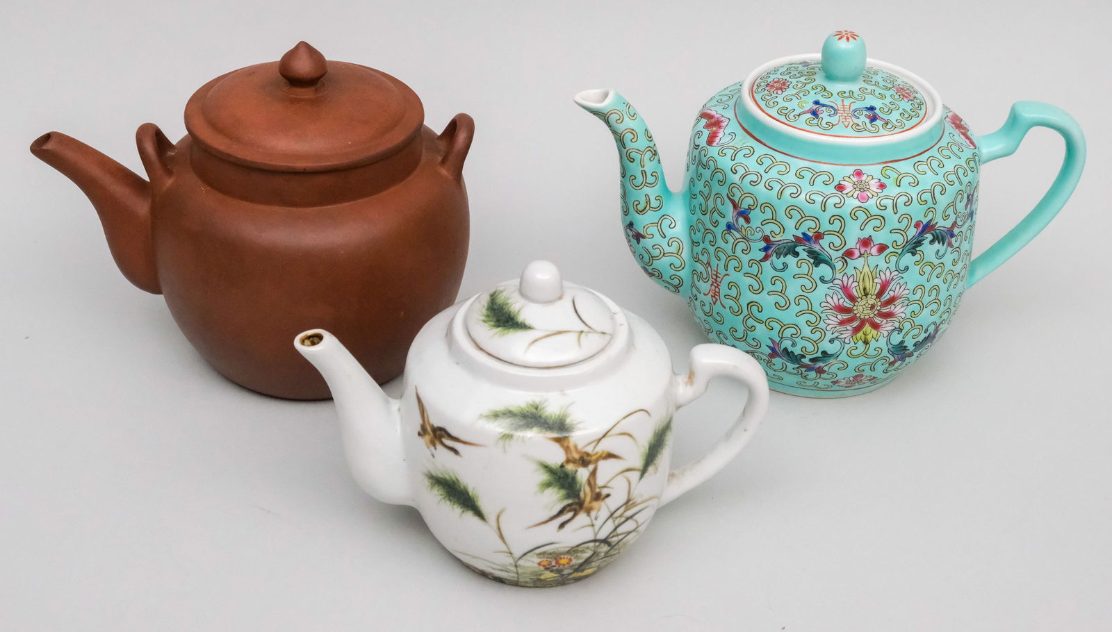 Three Chinese Porcelain & Pottery Teapots (1 of 10)