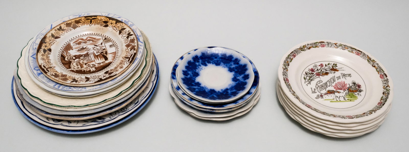 Group of Fine English & French Pottery: Including Gien, Staffordshire, and a Wedgwood bird plate.