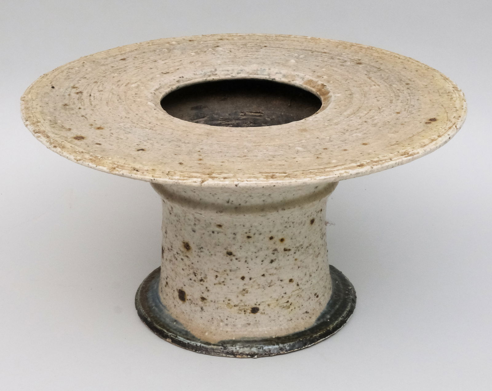 Large Vase, Francesca Mascitti-Lund For Arabia: (Scandinavian, 1931-) for Arabia of Finland. Large mottled stoneware vase with oversized rim. Signed as shown. 7 1/2". x 14".