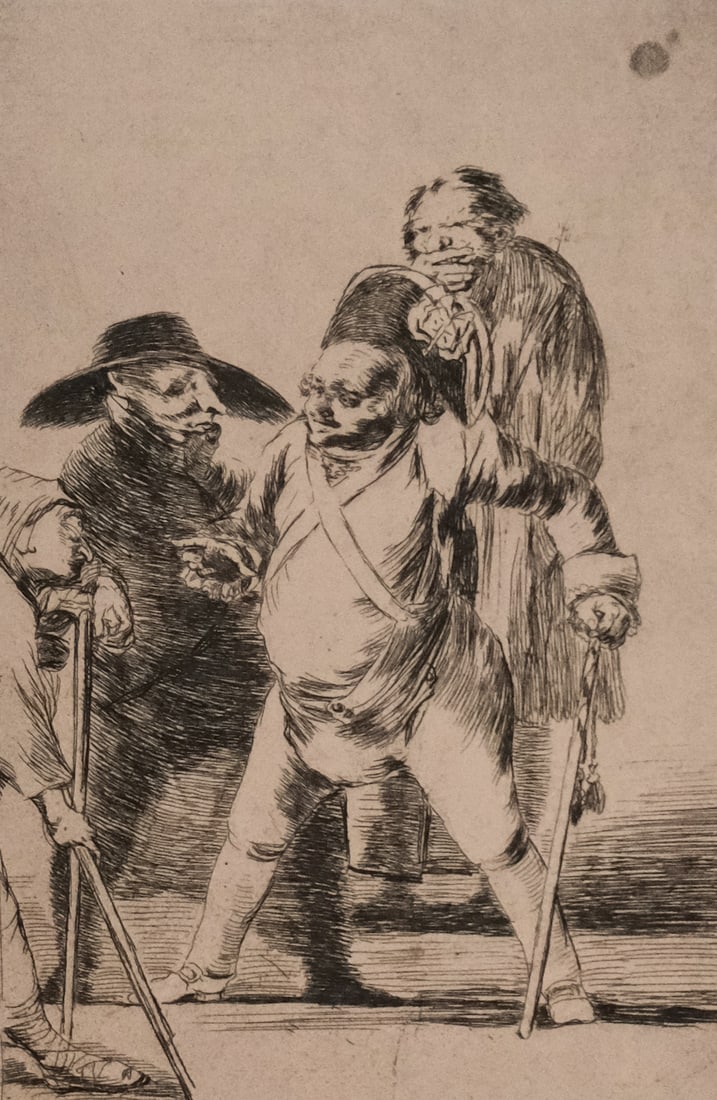 Francisco Goya, "Esta Umd?" from 'Los Caprichos': Francisco Goya (Spanish, 1746–1828) 1799. Esta Umd. …pues, Como digo…eh! Cuidado! si no! (You understand?…well, as I say…eh! Look out! otherwise…) #76, Etching, aquatint and burin on laid