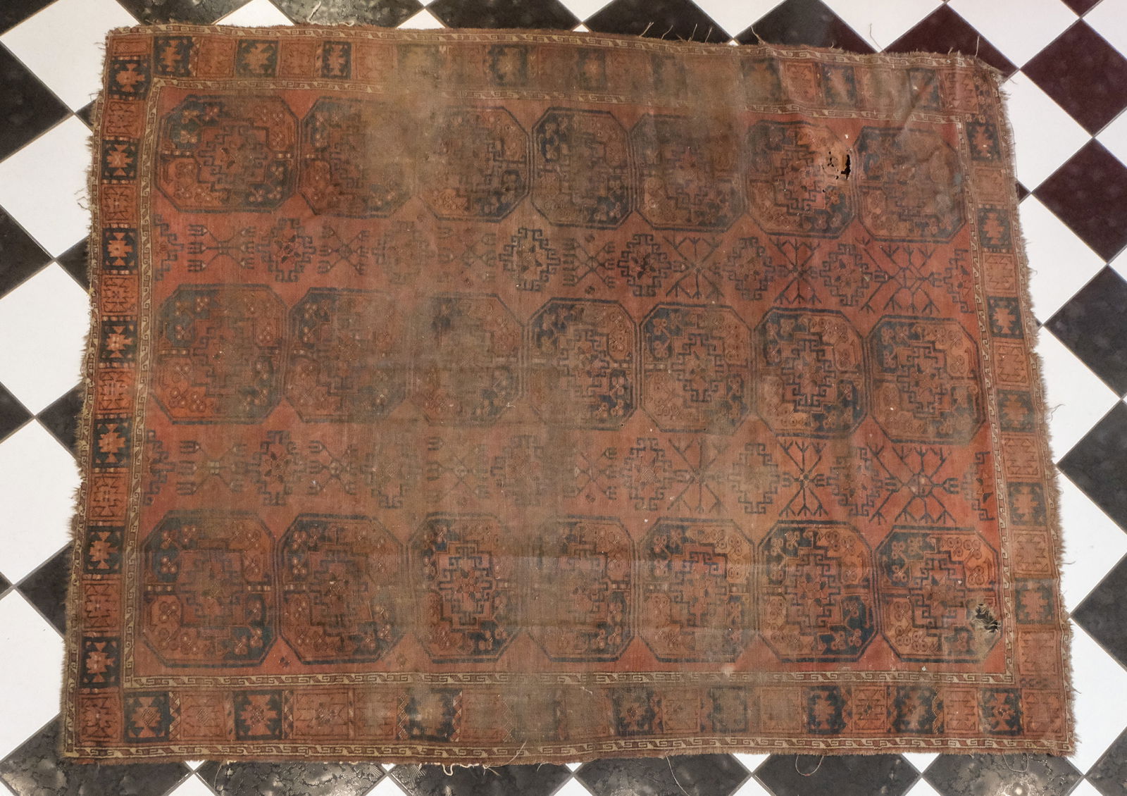 Antique Afghan Tribal Bokhara Rug 84" x 102" (1 of 3)