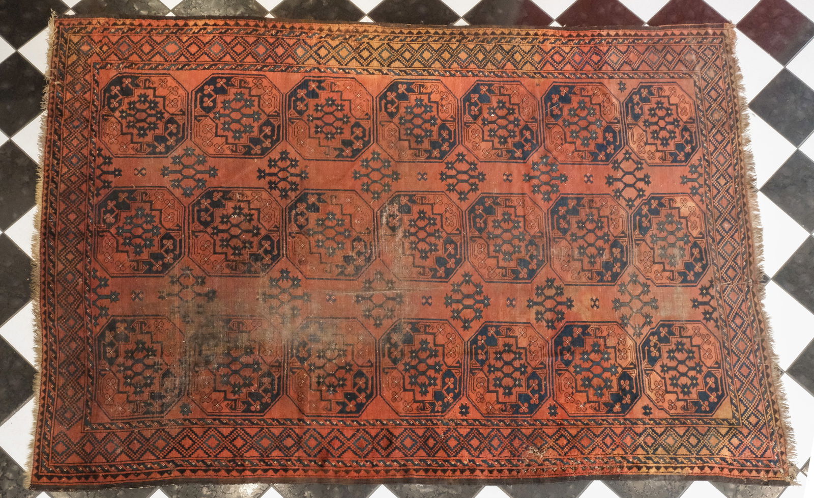 Antique Afghan Tribal Bokhara Rug 90" x 126" (1 of 3)