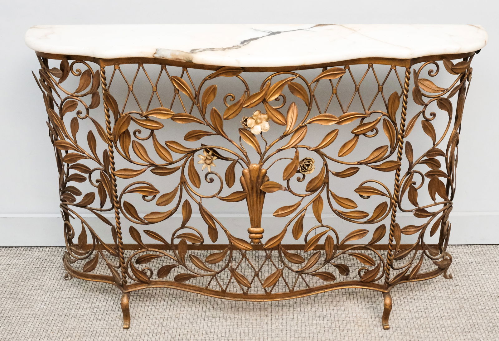 Antique Gilt Metal Floriform Sofa Table (1 of 7)