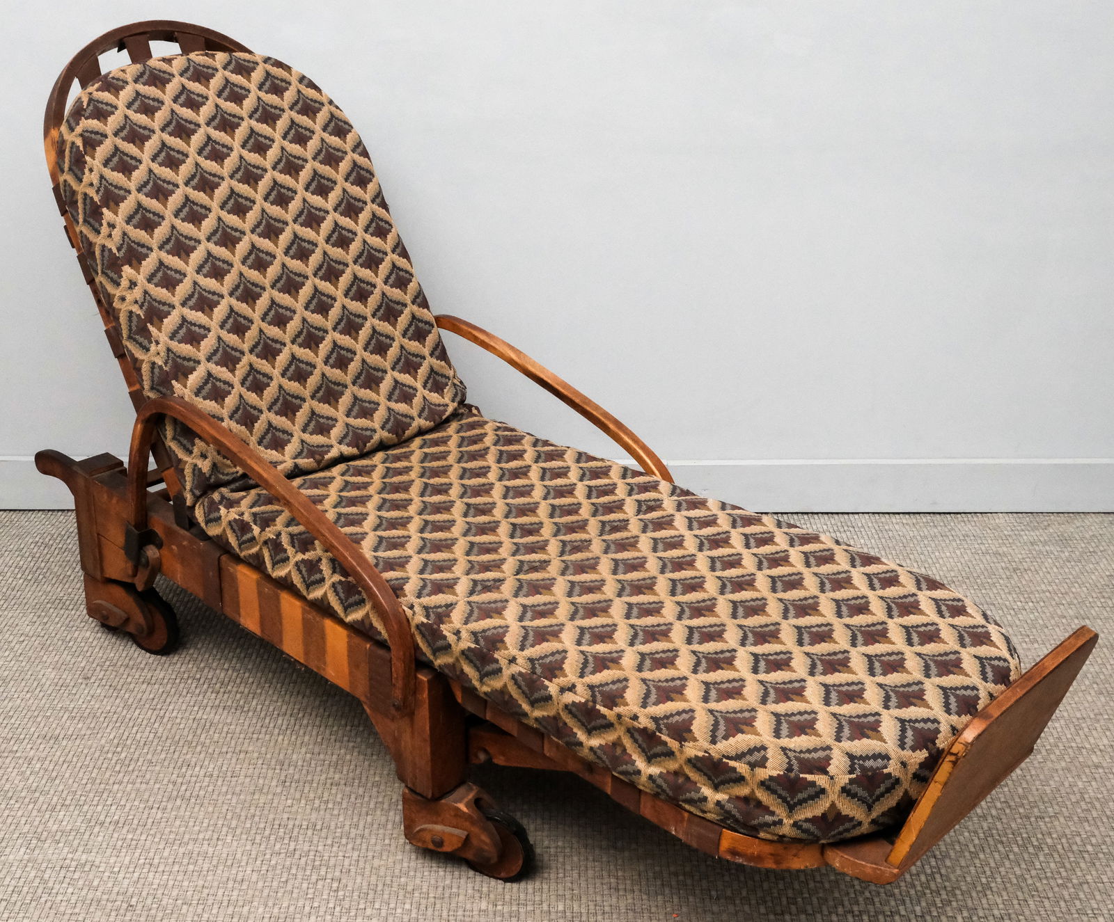 Antique Adjustable Wooden Chaise Lounge (1 of 9)