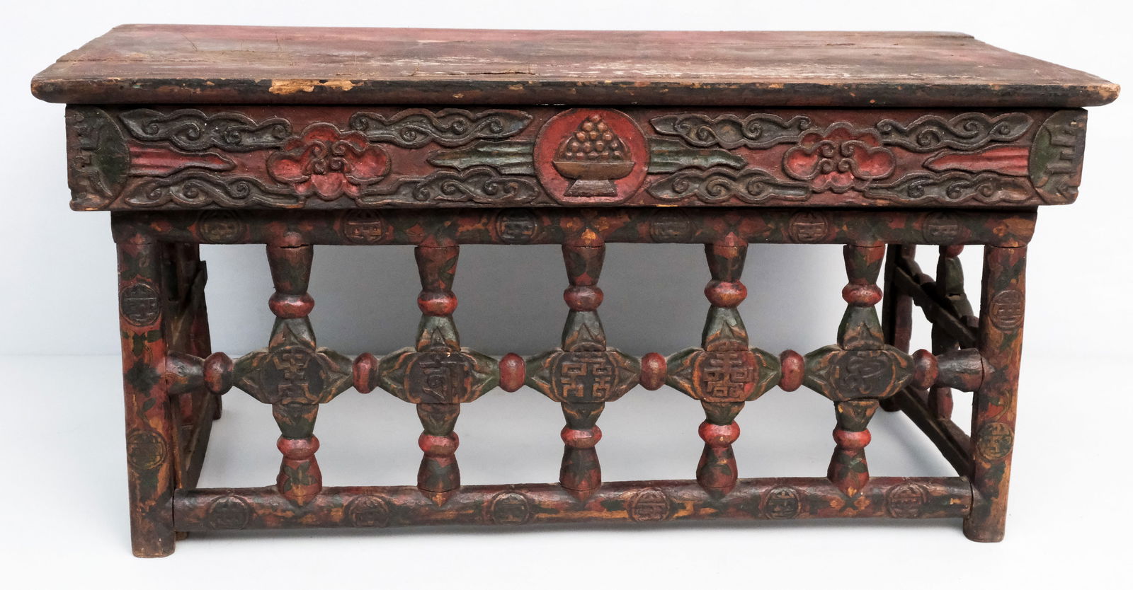 Antique Carved Asian Folding Bench (1 of 8)