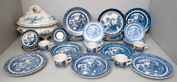Group of Porcelain Including Blue Willow