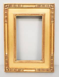 American Arts & Crafts Gilt Frame 5" x 9": American, 20th century, finely wrought replica frame in the style of Newcomb Macklin. Overall 9 1/2" x 13", rabbet 5" x 9", 2 1/4" molding
