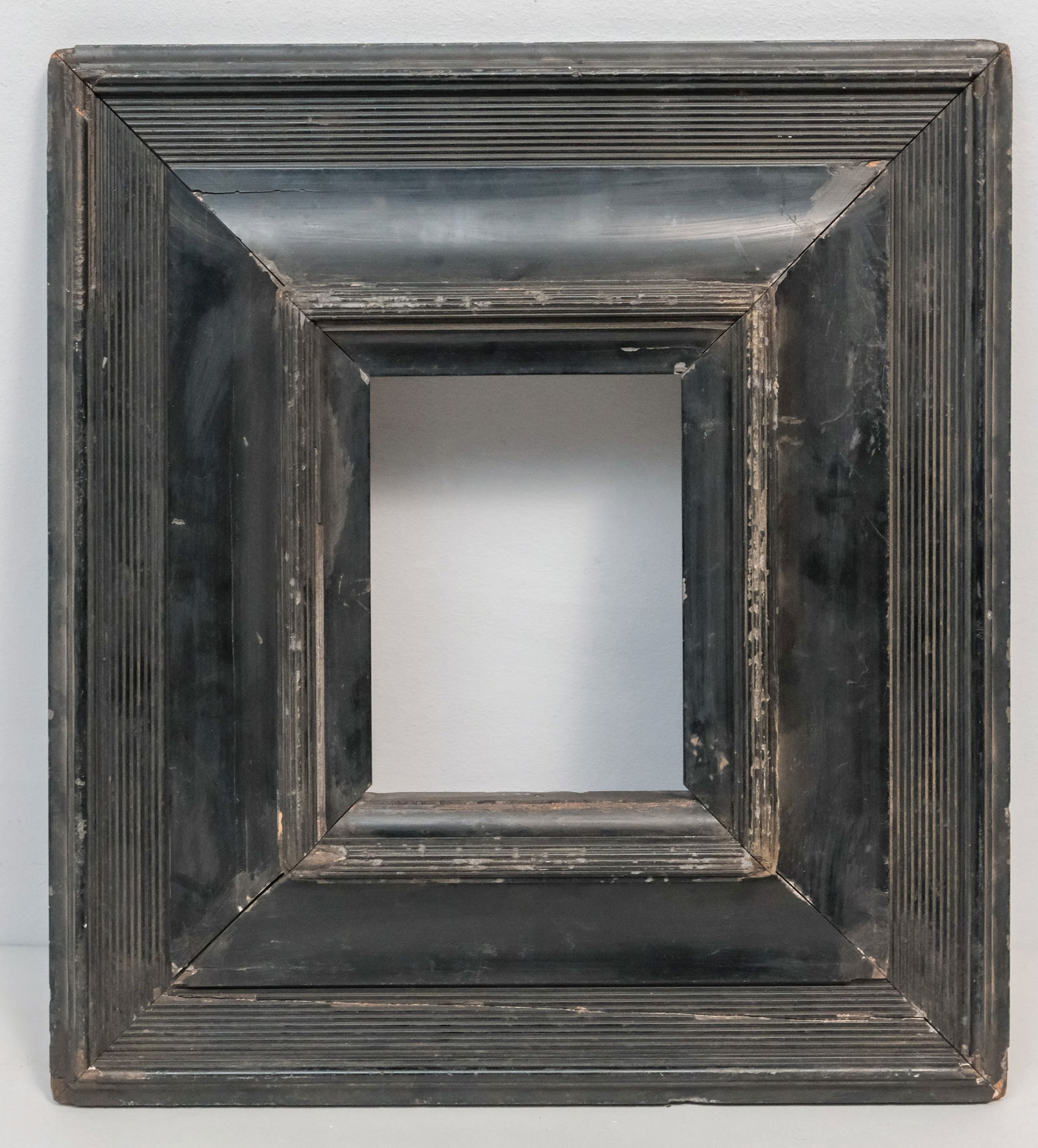 Dutch Ebonized Frame 5" x 6 1/2": Dutch, ca. 1880, extruded black gesso. Overall 15" x 16 3/4", rabbet 5" x 6 1/2", 5 1/4" molding