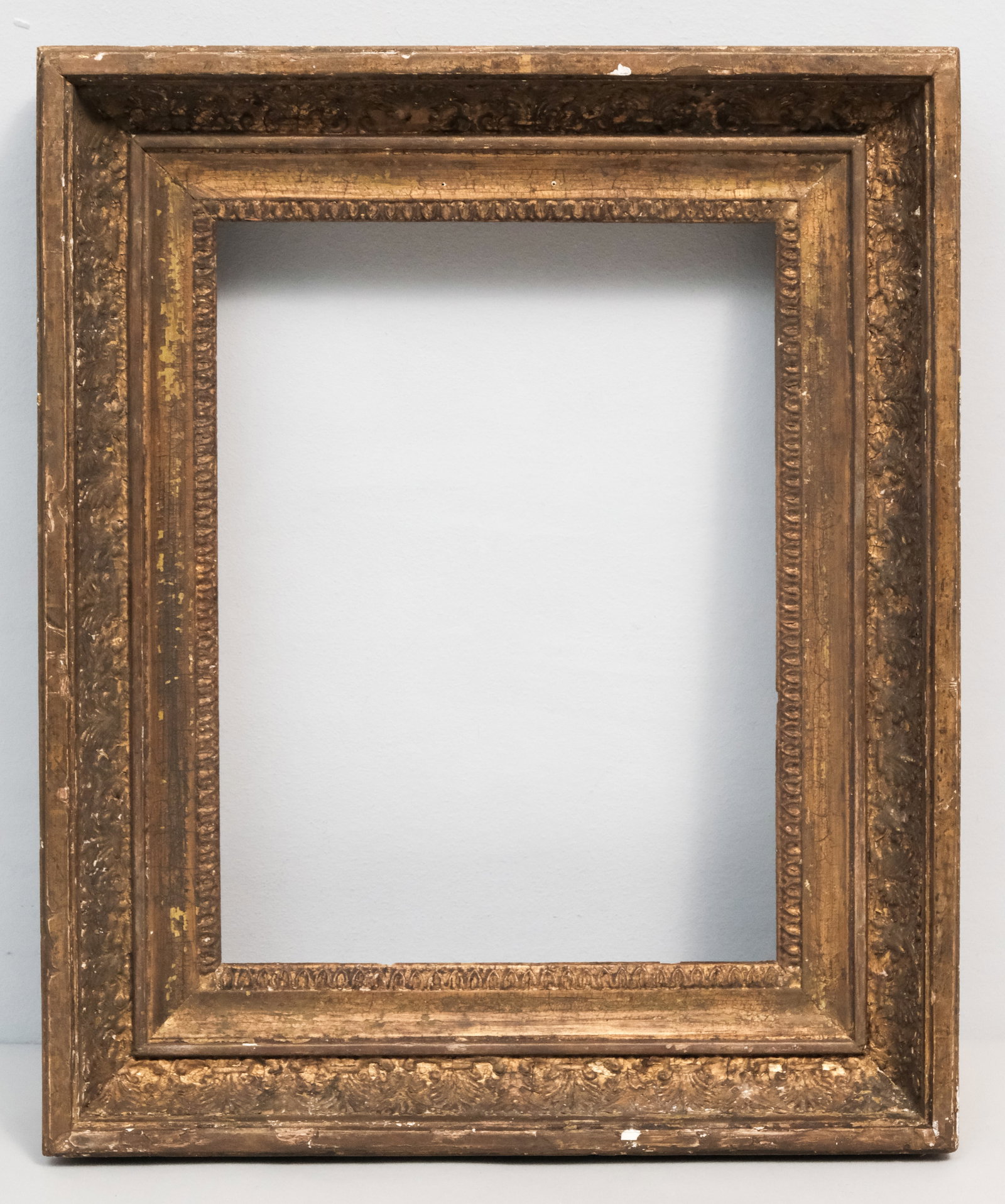 French Empire Giltwood Frame 9 1/2" 12 1/4": French, ca. 1820, having acanthus ornament. Overall 14" x 17", rabbet 9 1/2" x 12 1/4", 3" molding