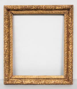 Louis XIII Giltwood Frame 21 1/2" x 25 1/2": French, ca. 1900, carved and gilded. Overall 28" x 32", rabbet 21 1/2" x 25 1/2", 3 3/4" molding