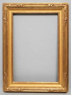 American Arts & Crafts Gilt Frame 20" x 30": American, 20th century, finely wrought replica frame in the style of Newcomb Macklin. Overall 29" x 39", rabbet 20" x 30", 4 3/4" molding