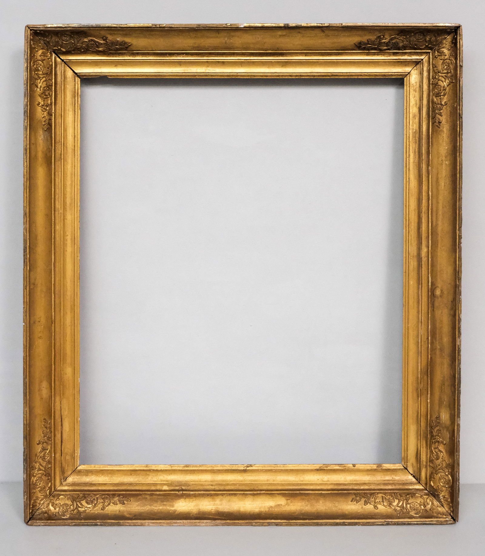 French Empire Giltwood Frame 21 1/4" x 25 1/2": French, ca. 1820, having cove profile. Overall 27" x 31", rabbet 21 1/4" x 25 1/2", 3 1/2" molding