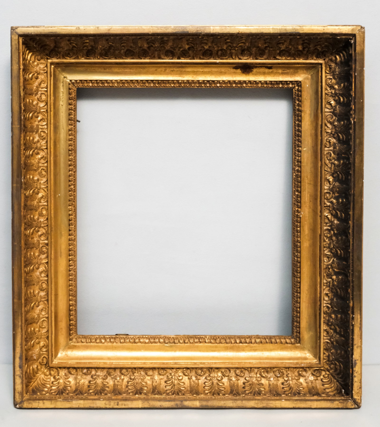 French Empire Giltwood Frame 12 3/4" x 14 1/2": French, ca. 1820. Overall 19" x 20 3/4", rabbet 12 3/4" x 14 1/2", 3 1/2" molding