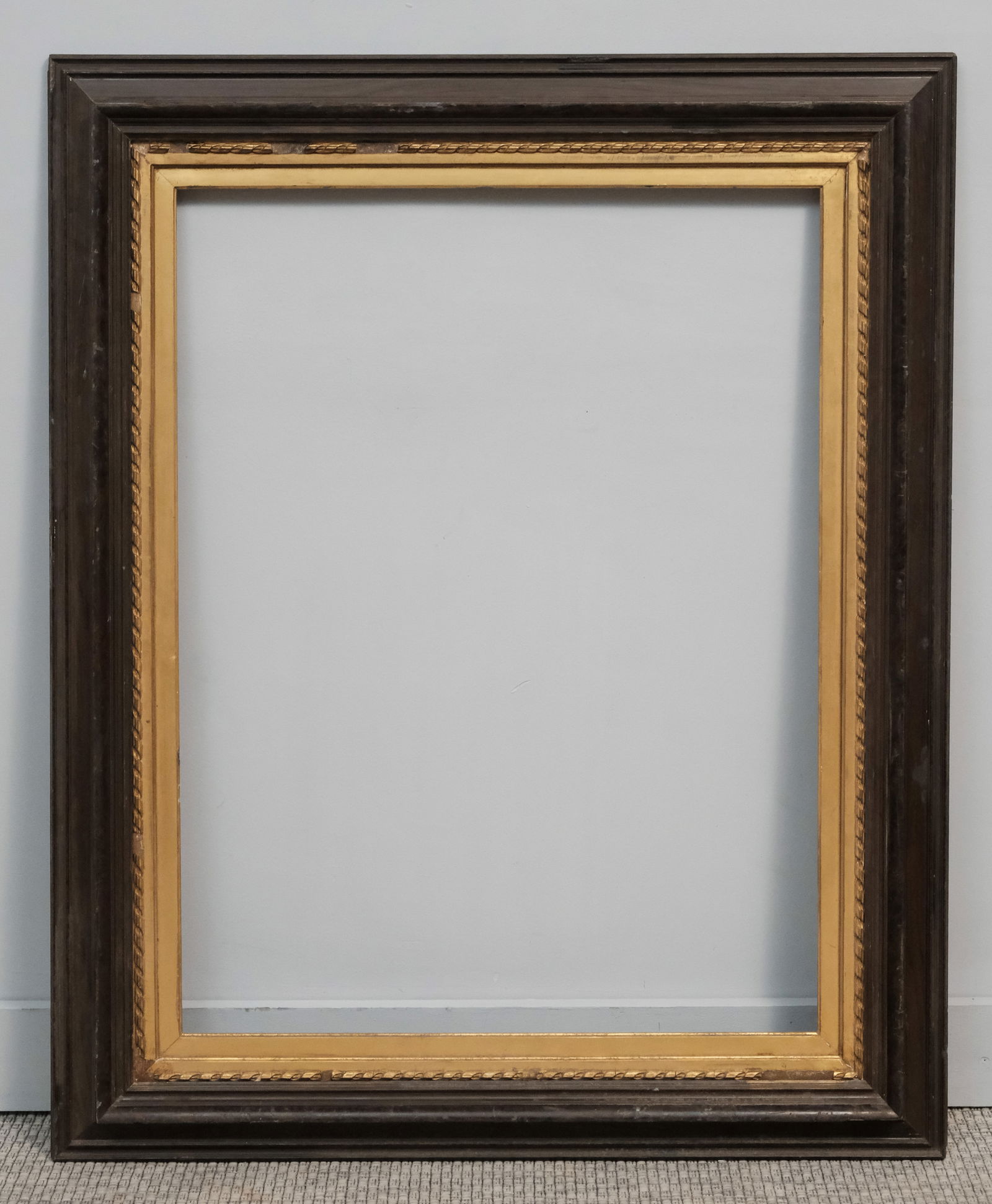 Ebonized Frame 25" x 33 1/2": English, ca. 1840, having gilded liner. Overall 35" x 43"", rabbet 25" x 33 1/2", 5" molding