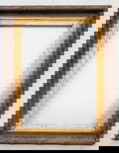 Hudson River School Frame 16" x 22": American, ca. 1860, carved walnut frame having a fluted cove with gilt liner. Overall 23" x 29", rabbet 16" x 22", 4" molding