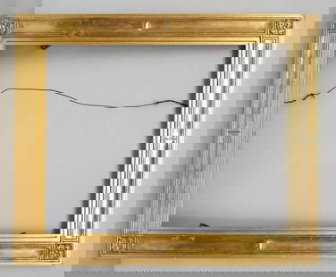 American Giltwood Cassetta Frame 21 3/4" x 28": American, 20th century, finely wrought custom giltwood cassetta frame in the style of Newcomb Macklin or Carrig-Rohane. Overall 28 3/4" x 35", rabbet 21 3/4" x 28", 3 3/4" molding