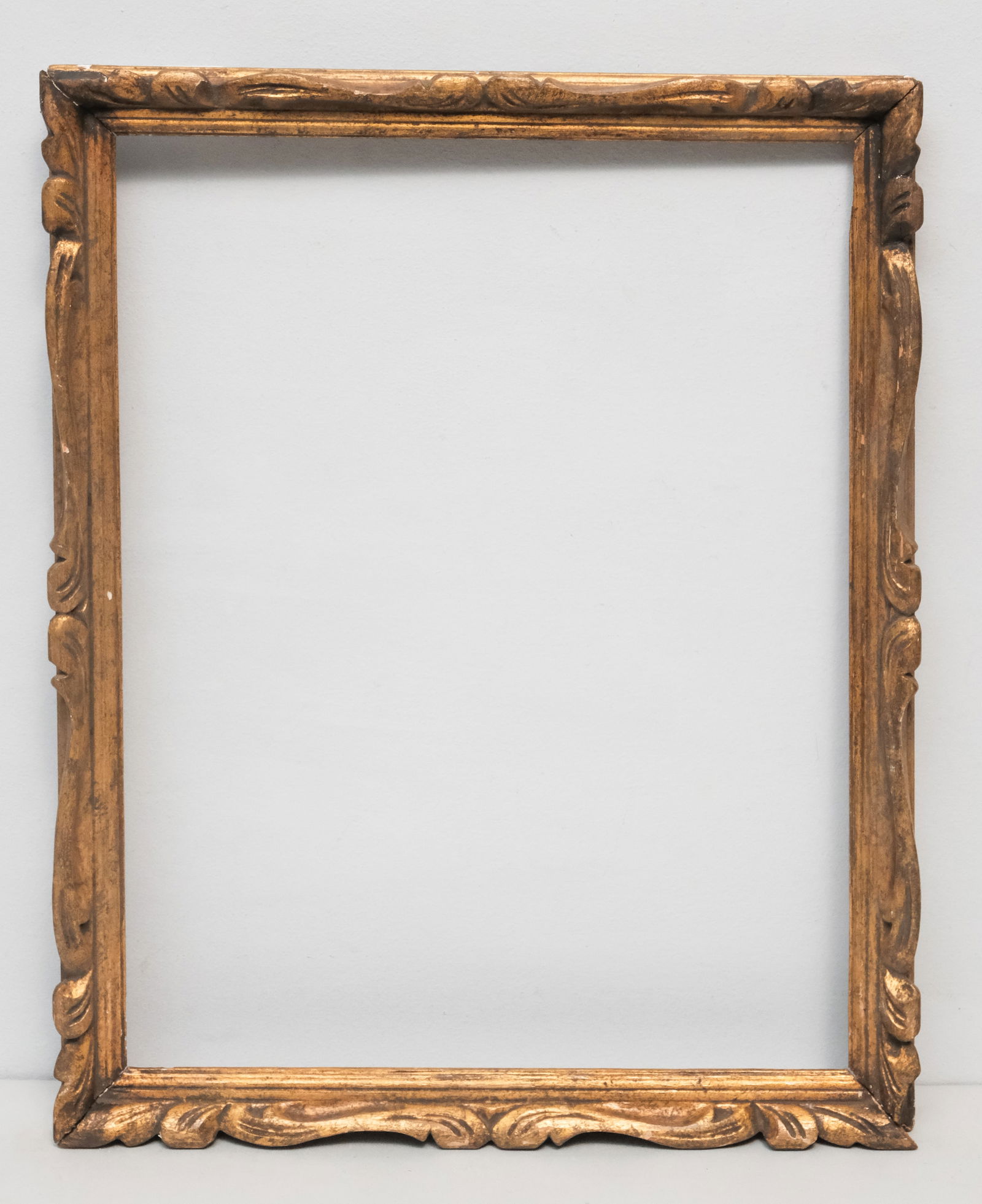 American Arts & Crafts Frame 12 1/2" x 16 1/4": American, ca. 1910, carved and gilded. Overall 14 1/2" x 18 1/2", rabbet 12 1/2" x 16 1/4", 1 1/4" molding