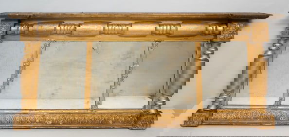 American Empire Giltwood Overmantle Mirror